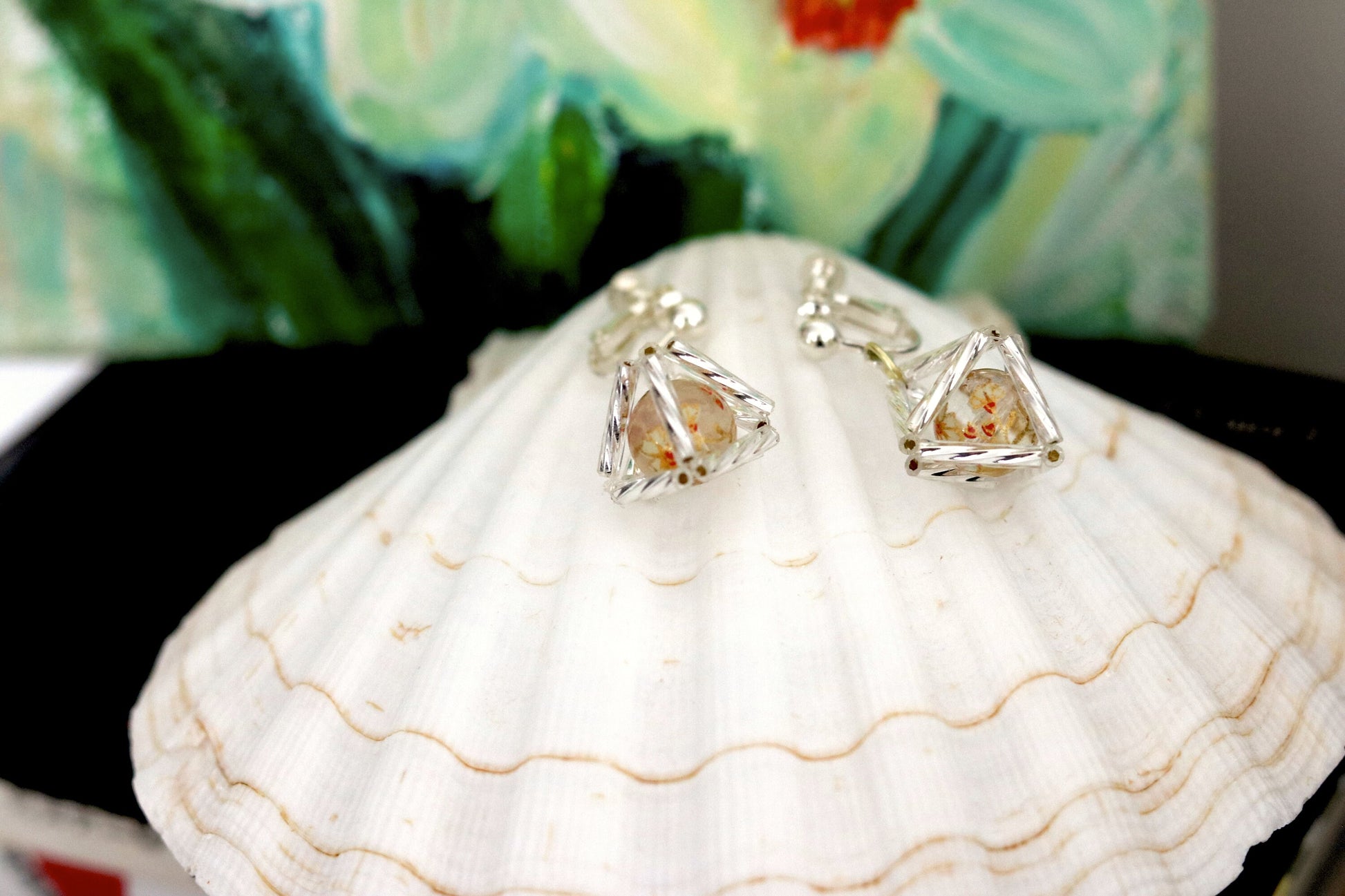 Rhombohedron Beads Earrings