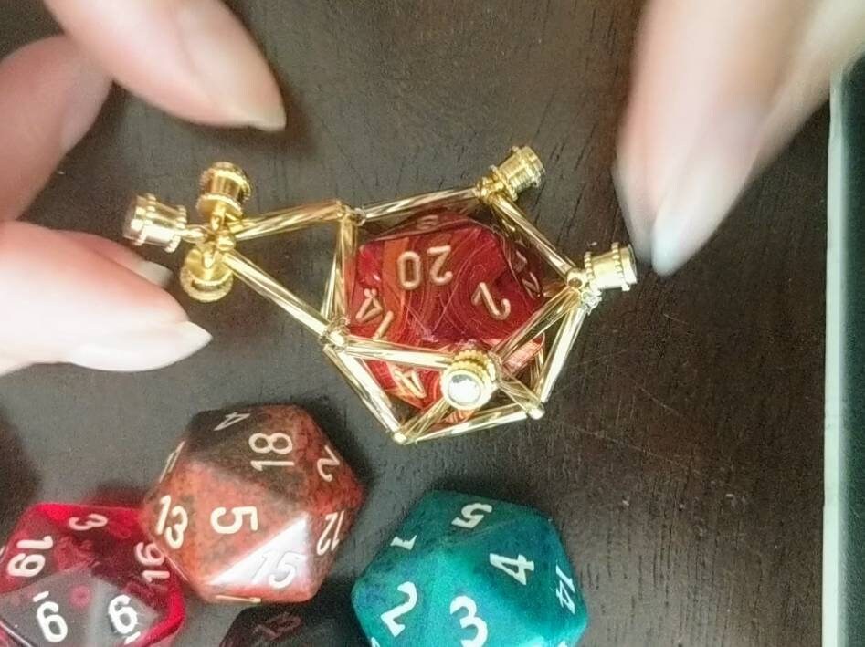 D&D D20 Dice Case with magnetic opening custom D20 dice holder necklace