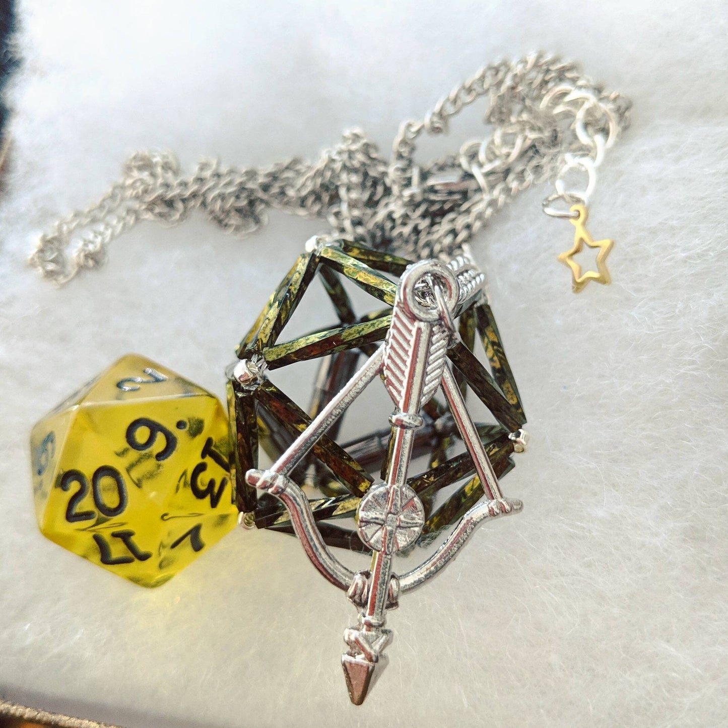 D&D D20 Dice Case with magnetic opening custom D20 dice holder necklace