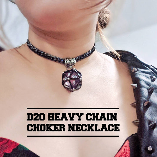 D20 Choker Necklace Heavy Chain