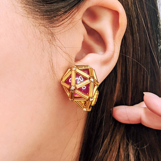 Mini D20 Earrings With Magnetic Opening