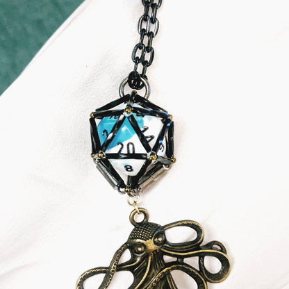 D20 Necklace with Kraken Charm Choker or Chain