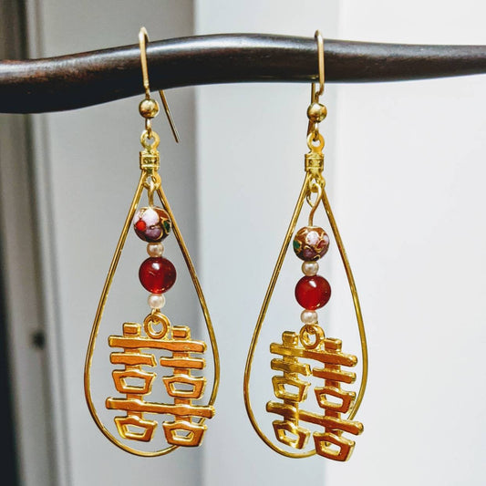Chinese Earrings with Double Happiness