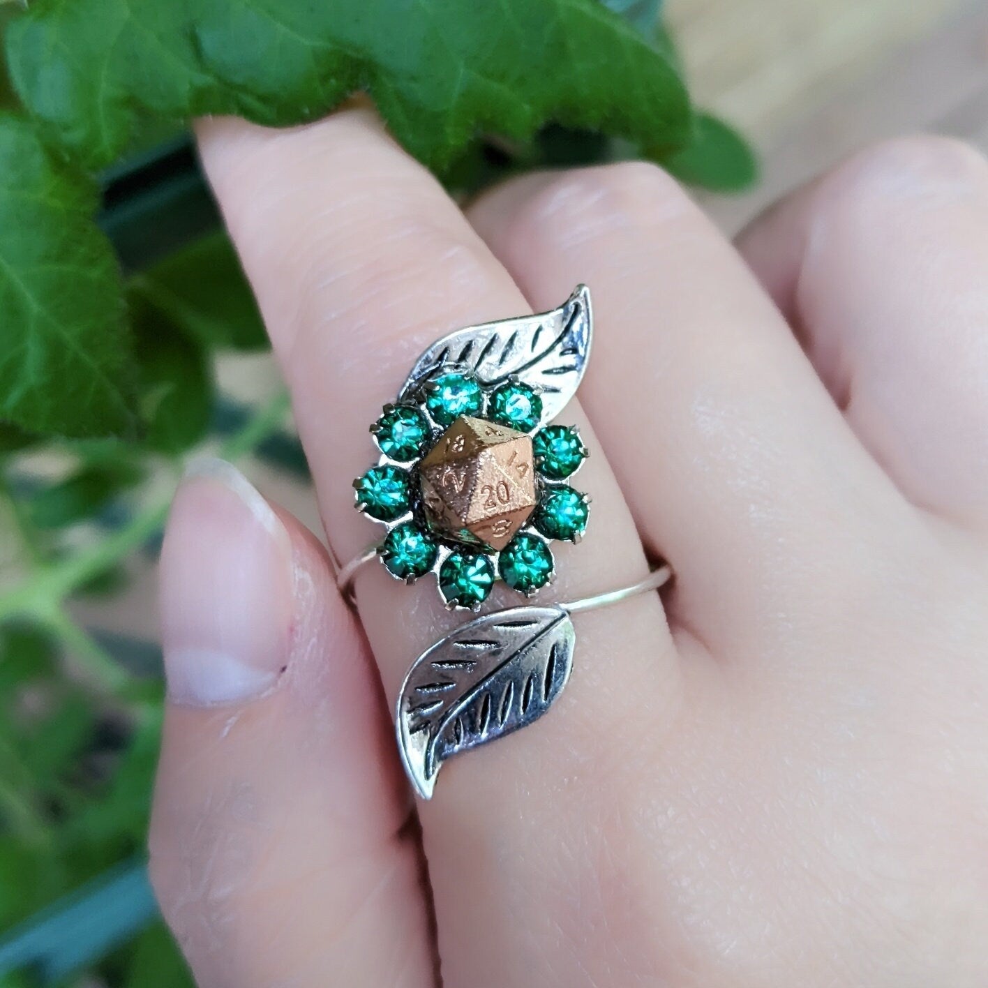 D20 Ring with Leaf