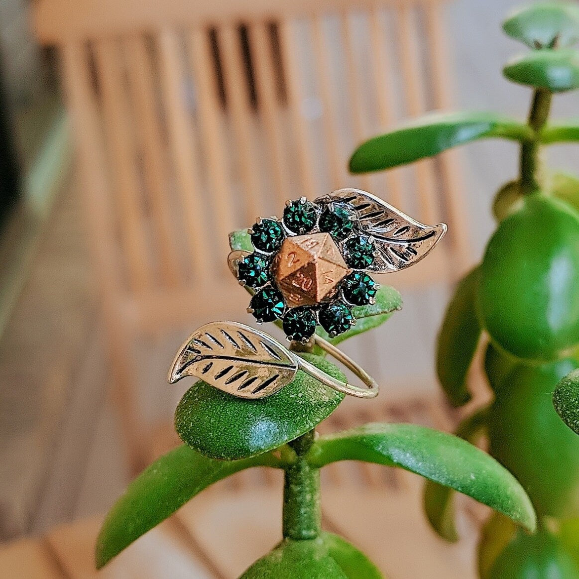 D20 Ring with Leaf