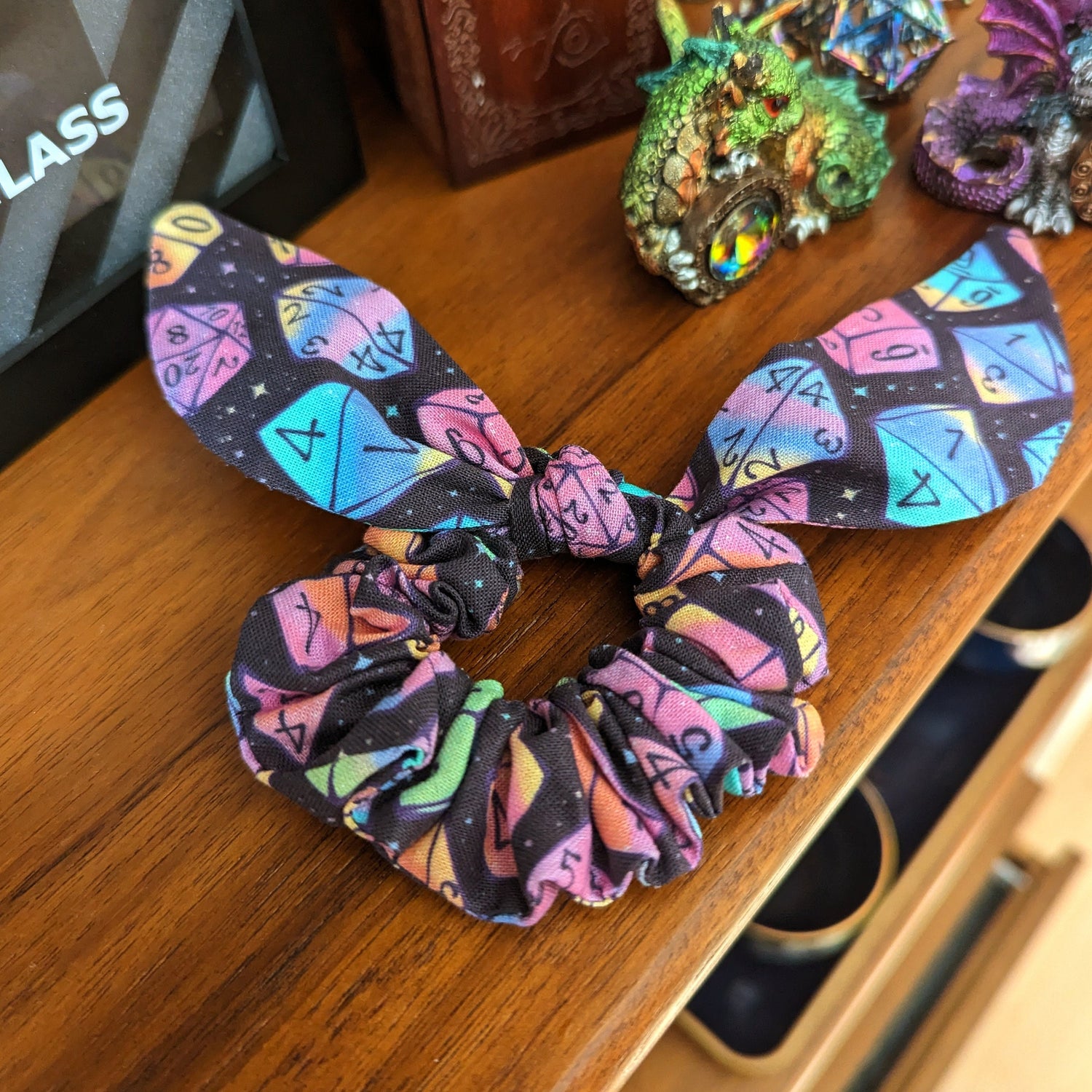 Dice Themed Cotton Scrunchie with Bow