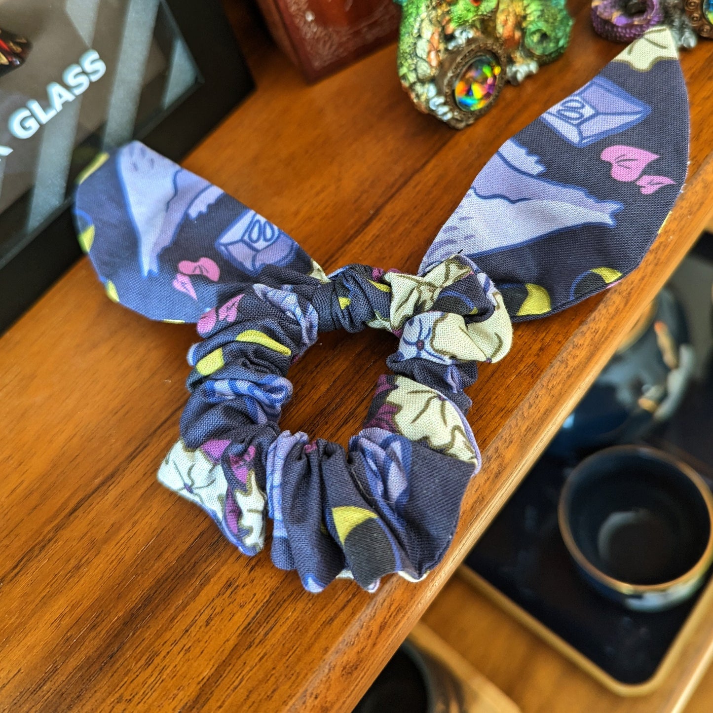 Dice Themed Cotton Scrunchie with Bow