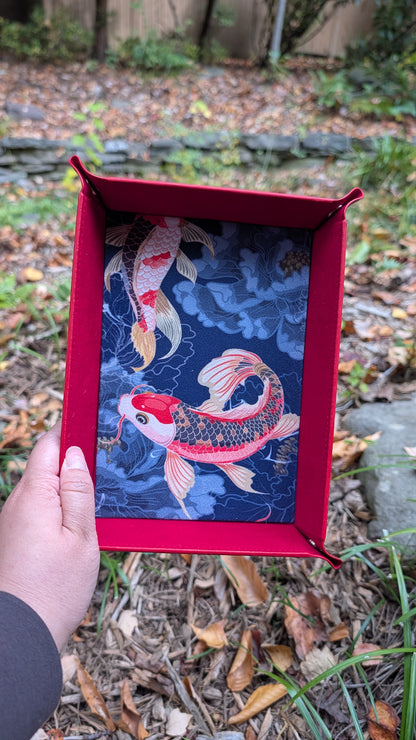 Koi Fish Velvet Fabric Dice Tray