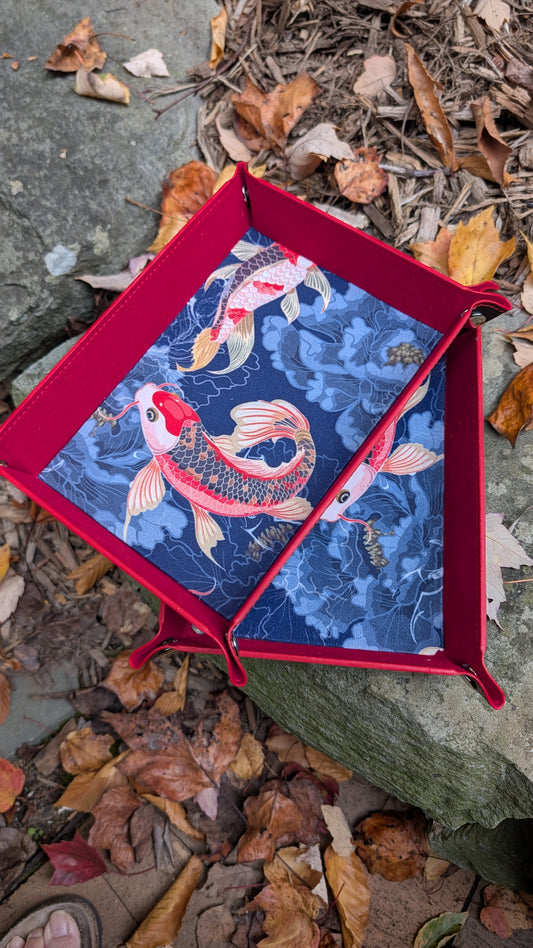 Koi Fish Velvet Fabric Dice Tray
