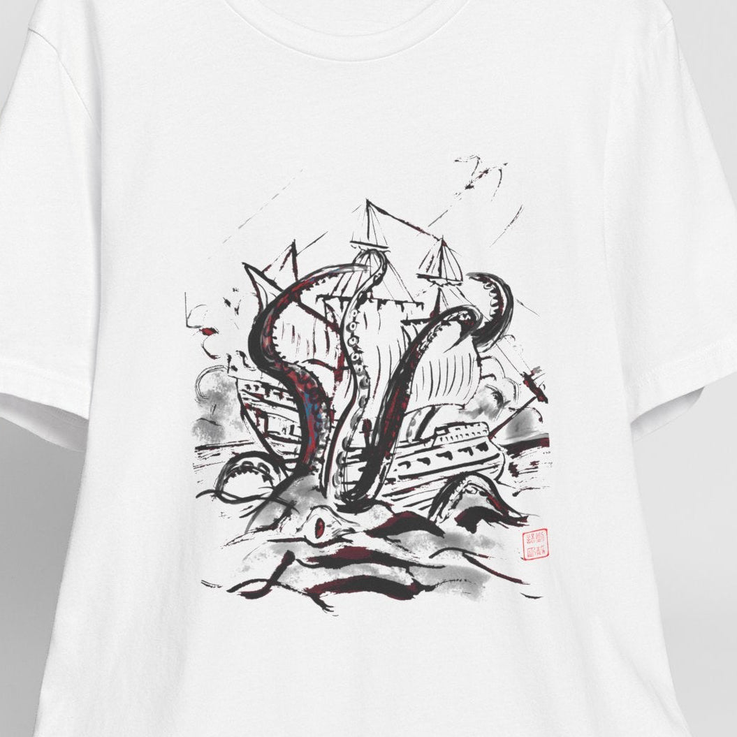 Beware of the Kraken Chinese Ink Paitning Shirt