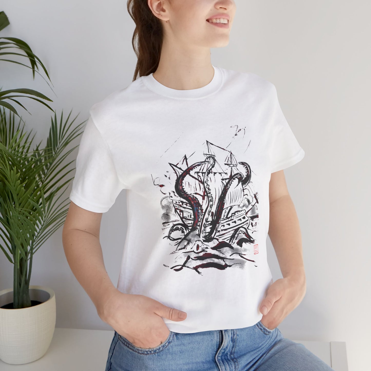 Beware of the Kraken Chinese Ink Paitning Shirt