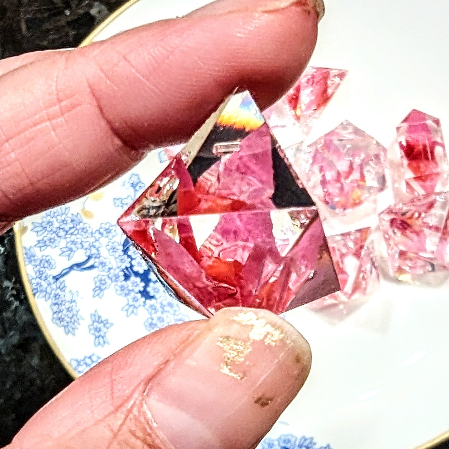 Origami Crane Dice Pink 9pcs