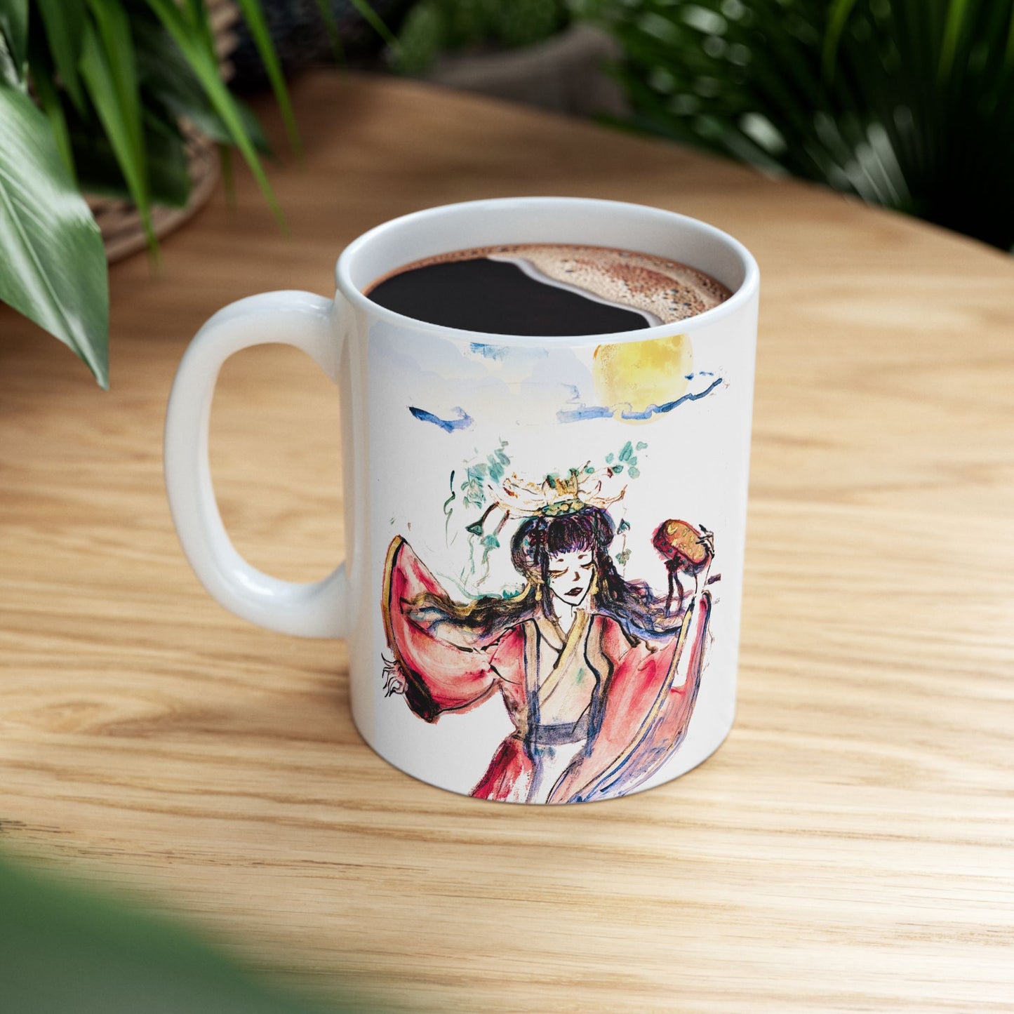 Drum Yokai Under Moonlight Bard with Haiku Mug