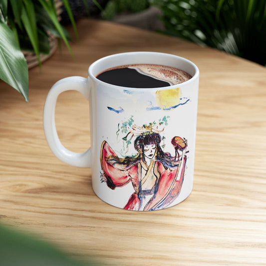 Drum Yokai Under Moonlight Bard with Haiku Mug