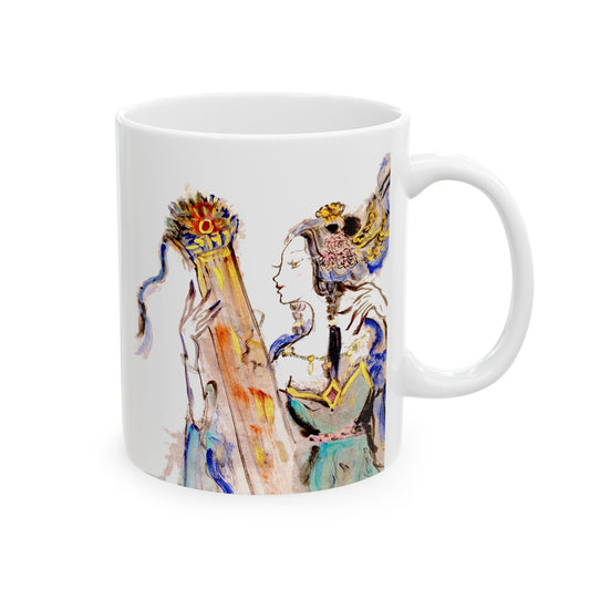 Zither Yokai Under Moonlight Bard with Haiku Mug