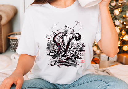 Beware of the Kraken Chinese Ink Paitning Shirt