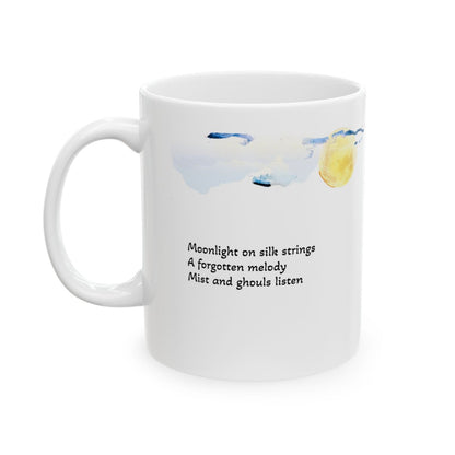 Zither Yokai Under Moonlight Bard with Haiku Mug