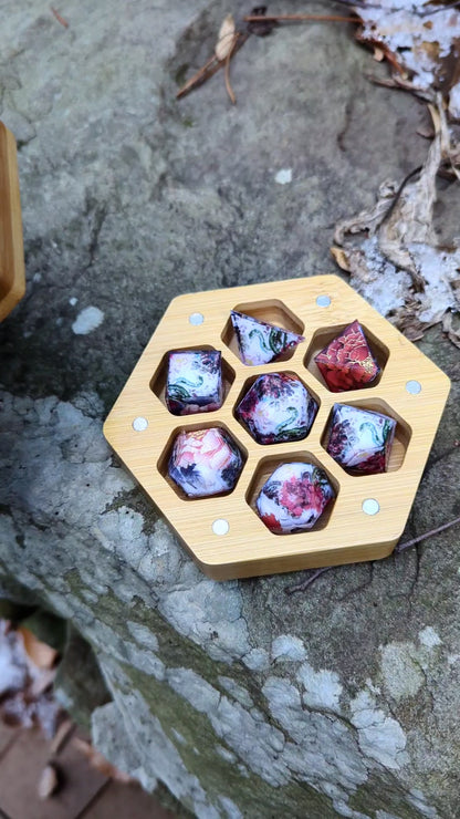 Snake Peony Wooden Dice Vault