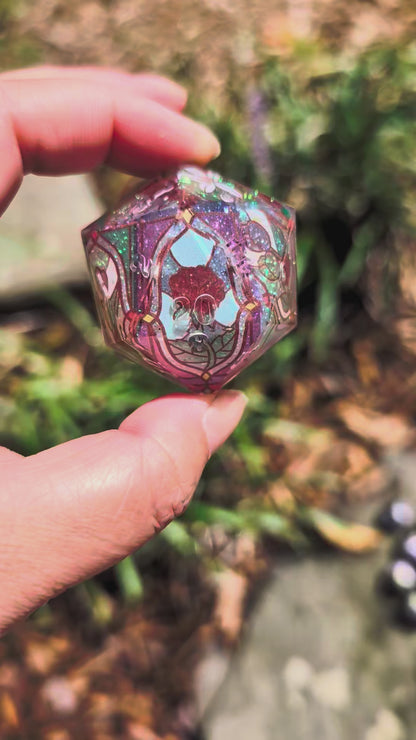Stained Glass Floral Glitter Core 35mm Chonk