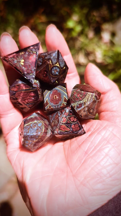 Stained Glass Gothic Cathedral in Dark Red Washi Tape Dice Set