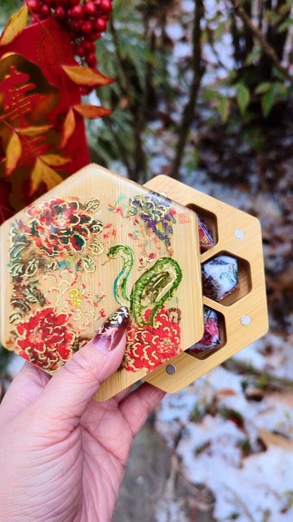 Snake Peony Wooden Dice Vault