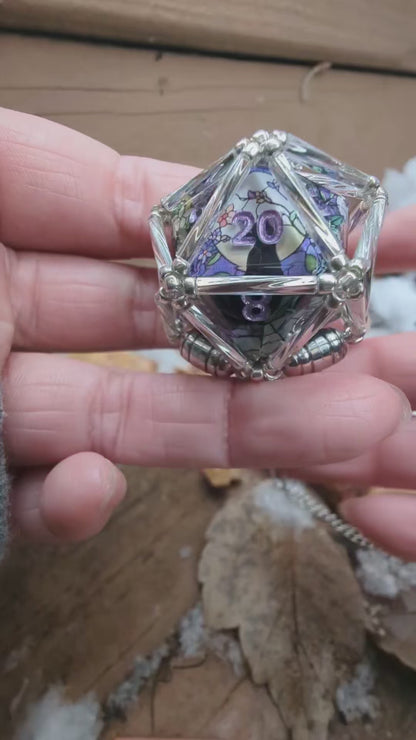 D&D Oversized D20 necklace with removable magnetic openings