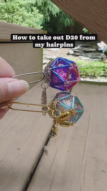 Custom D&D D20 Hairpin