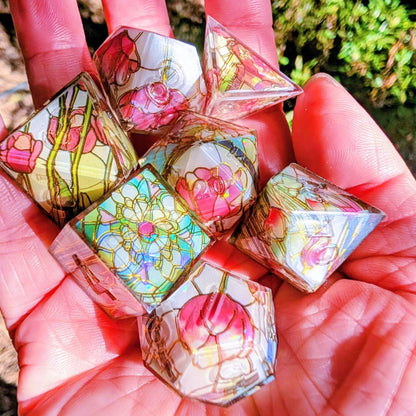 Red Tulips Stained Glass Washi Tape Dice Set