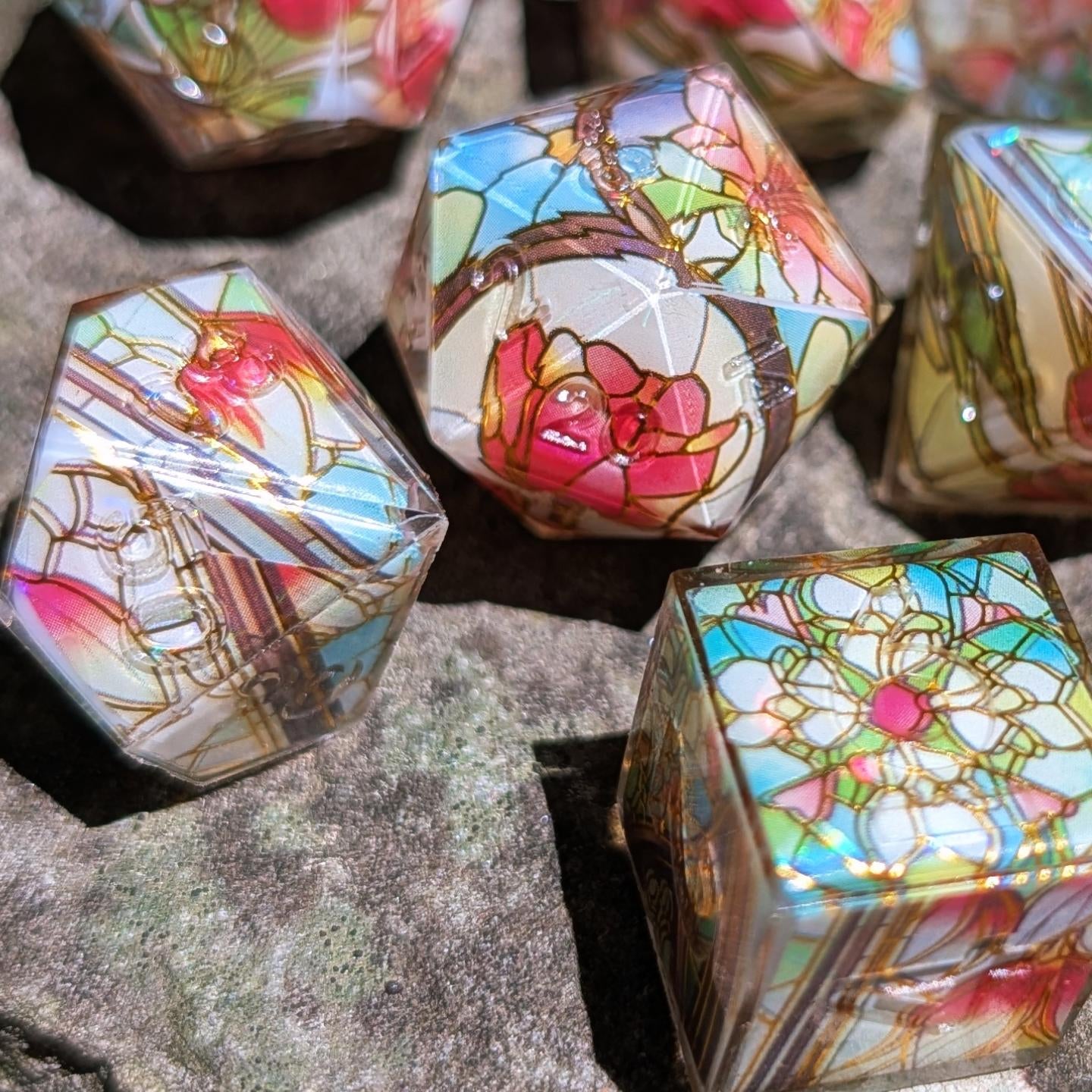 Red Tulips Stained Glass Washi Tape Dice Set