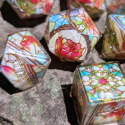 Red Tulips Stained Glass Washi Tape Dice Set