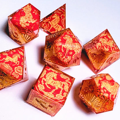 Red Papercut Horse Washi Tape Dice Set