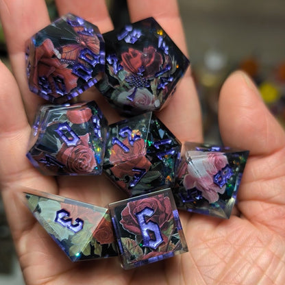 Rose for My Love Alt Shaped 7pc Dice Set