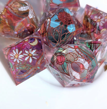 Stained Glass Flower Clear Inner Washi Tape Dice 7pc Set