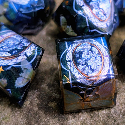 Gothic Flower Stained Glass Window 7pc Dice Set