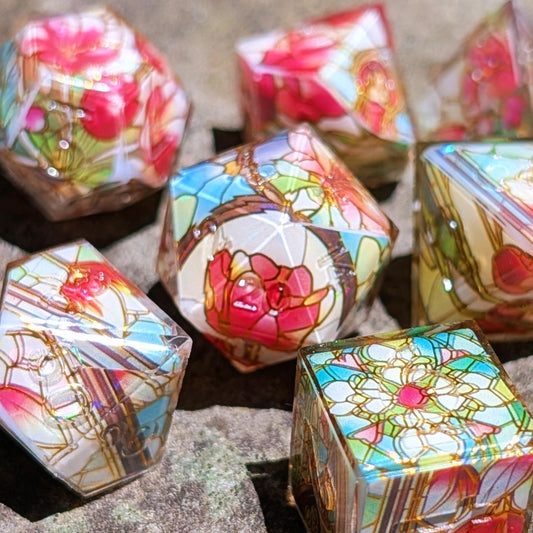 Red Tulips Stained Glass Washi Tape Dice Set