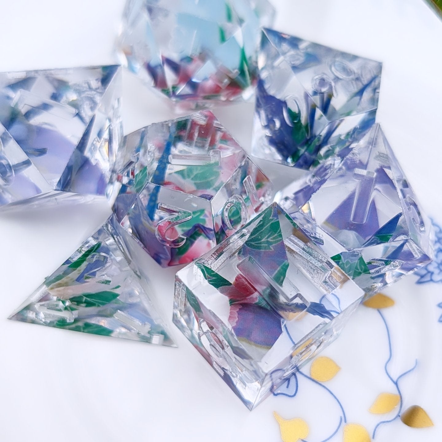 Origami Crane Purple Oasis Dice Set