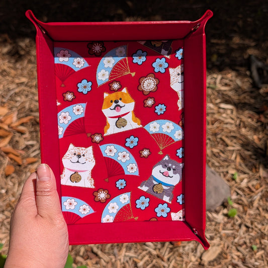 Red Lucky Dog With Red Fabric Velvet Dice Tray