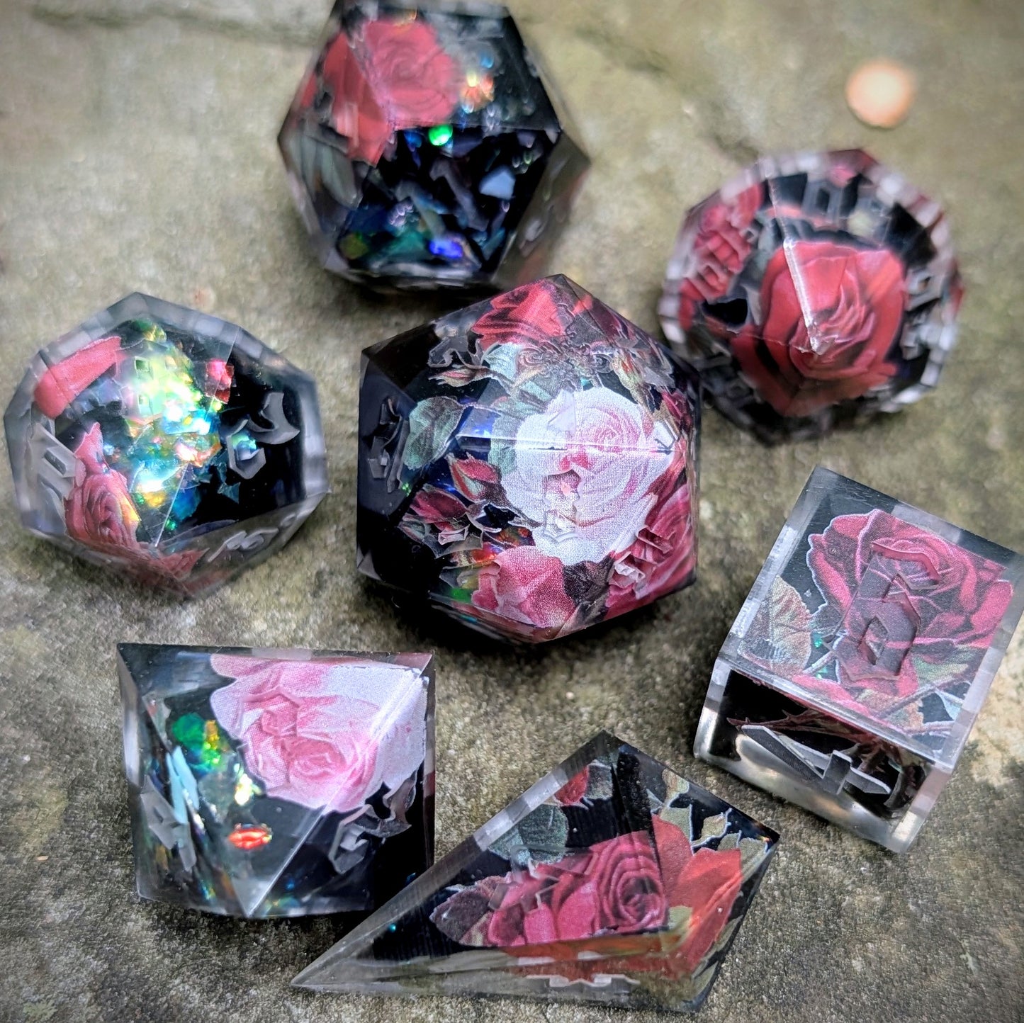 Rose for My Love Alt 7pc Dice Set