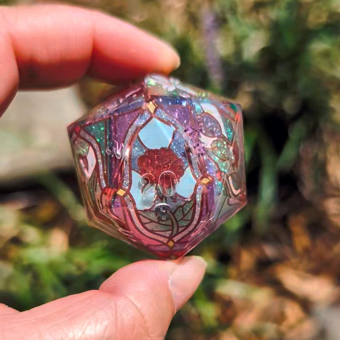 Stained Glass Floral Glitter Core 35mm Chonk