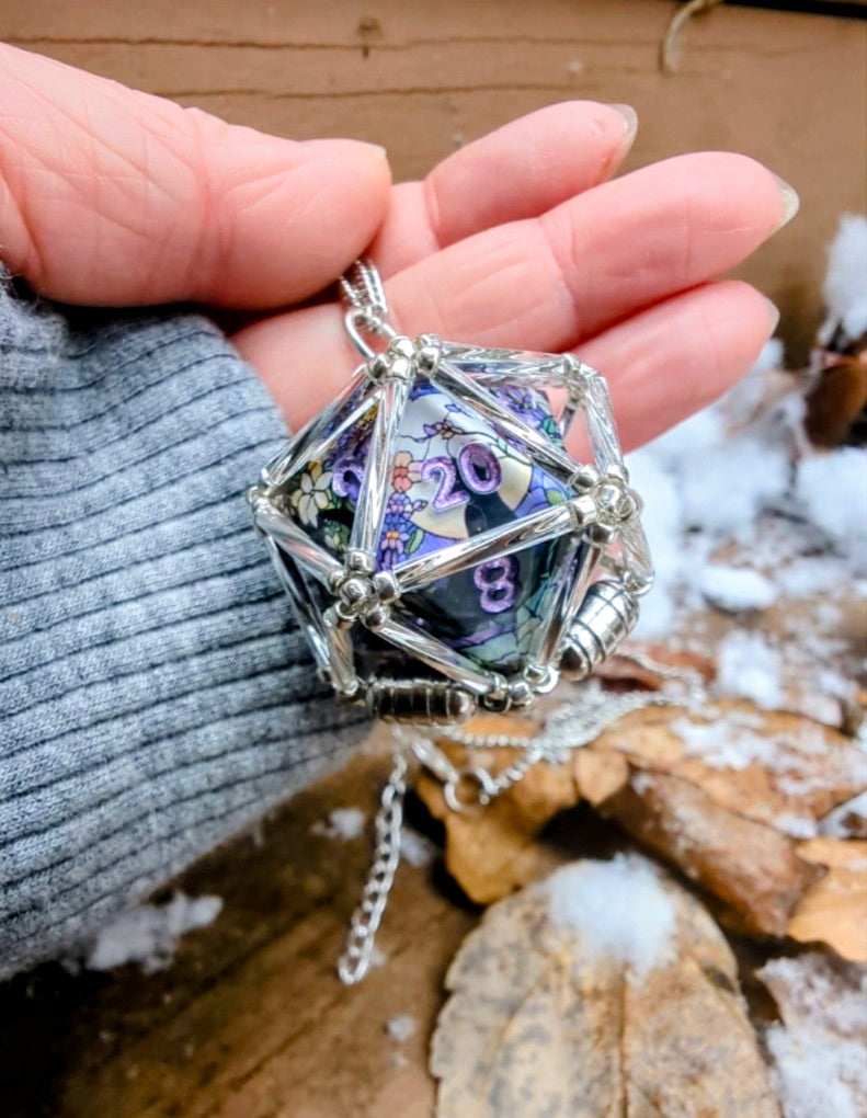 D&D Oversized D20 necklace with removable magnetic openings
