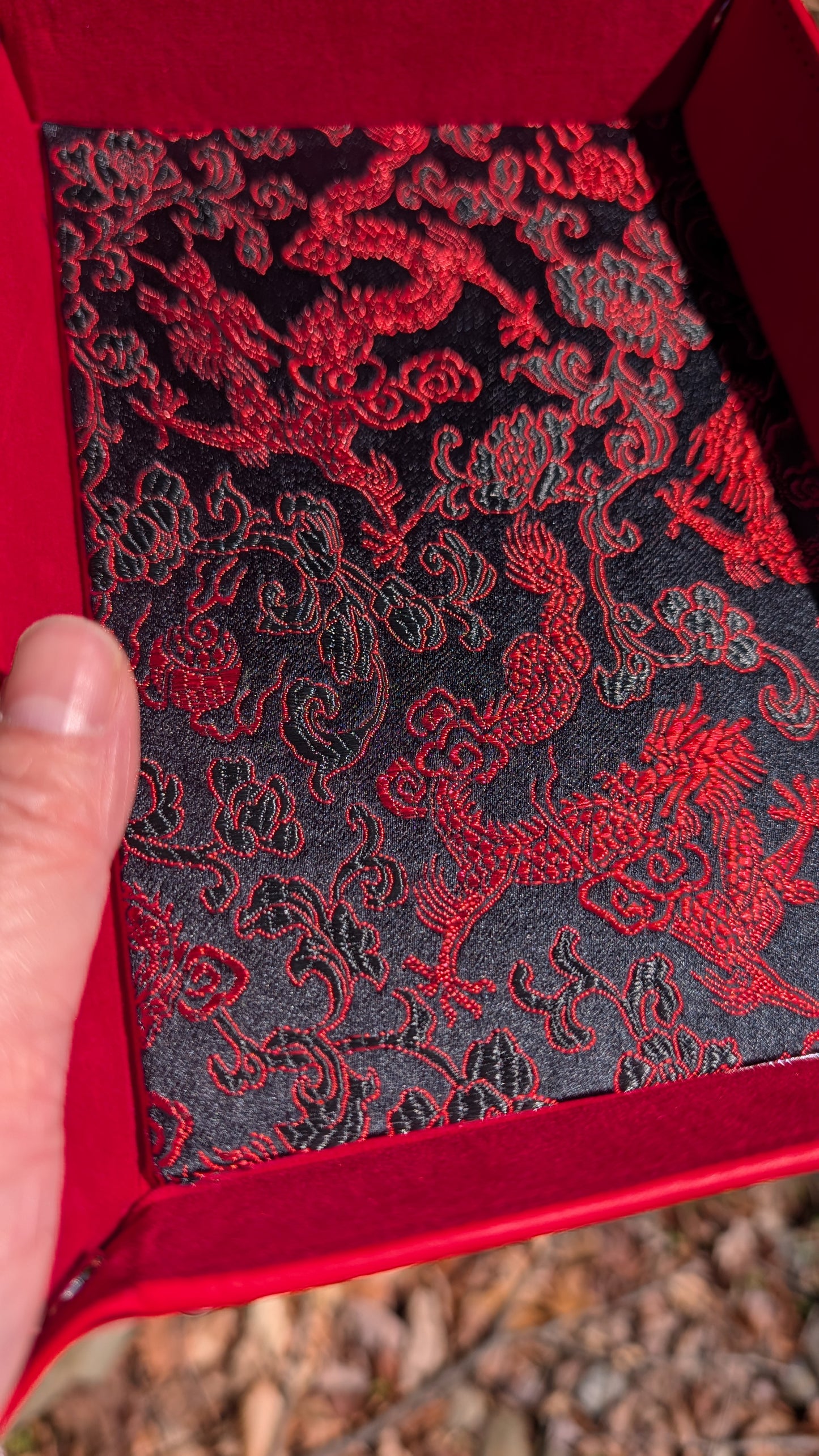 Velvet Black and Red Dragon Dice Tray