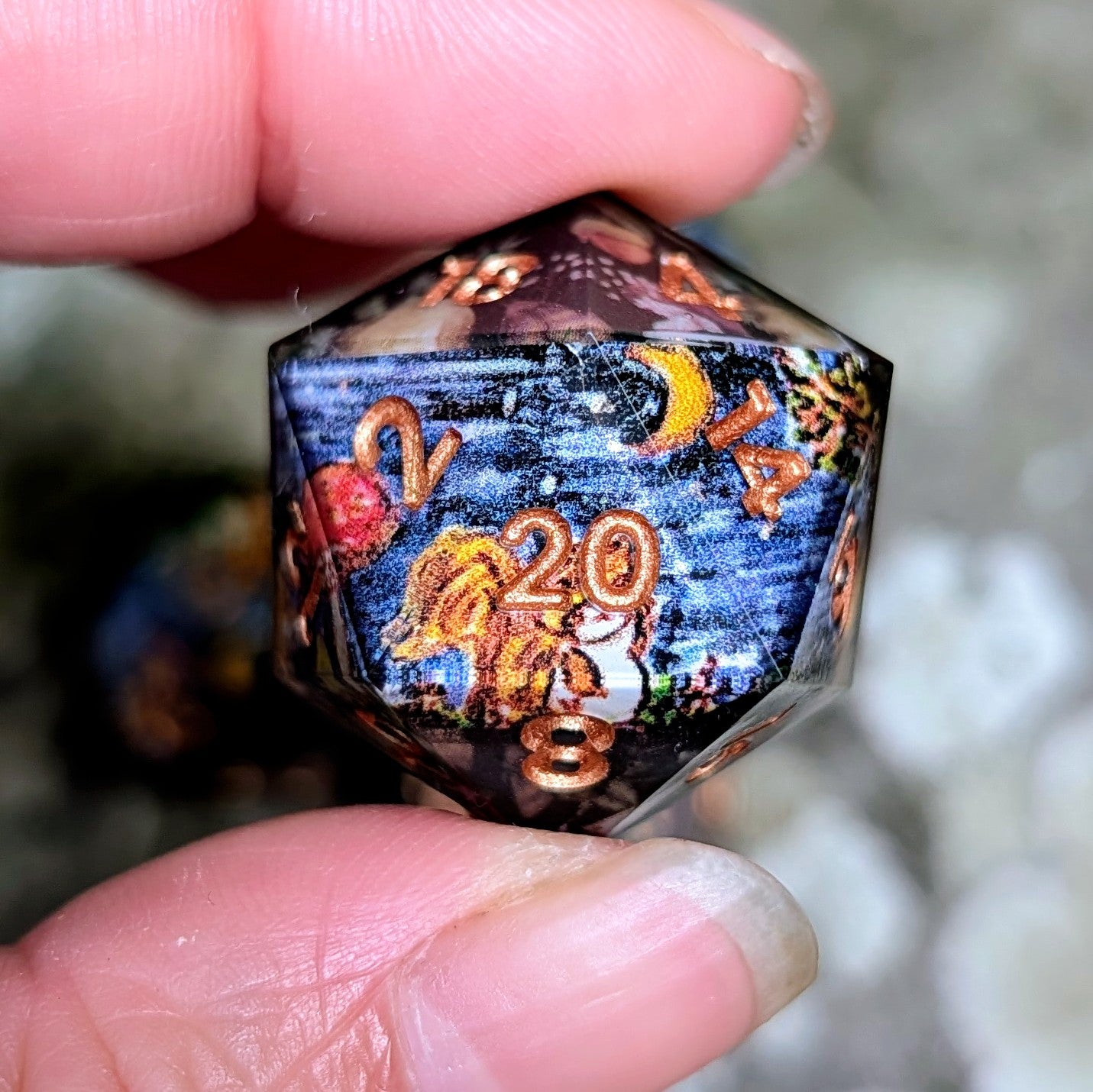 Squirrel and Mushroom 7pc Dice Set with Original Art