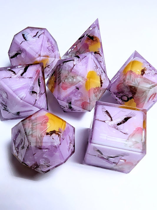 Purple Crane Over Sunrise Washi Tape Dice Set