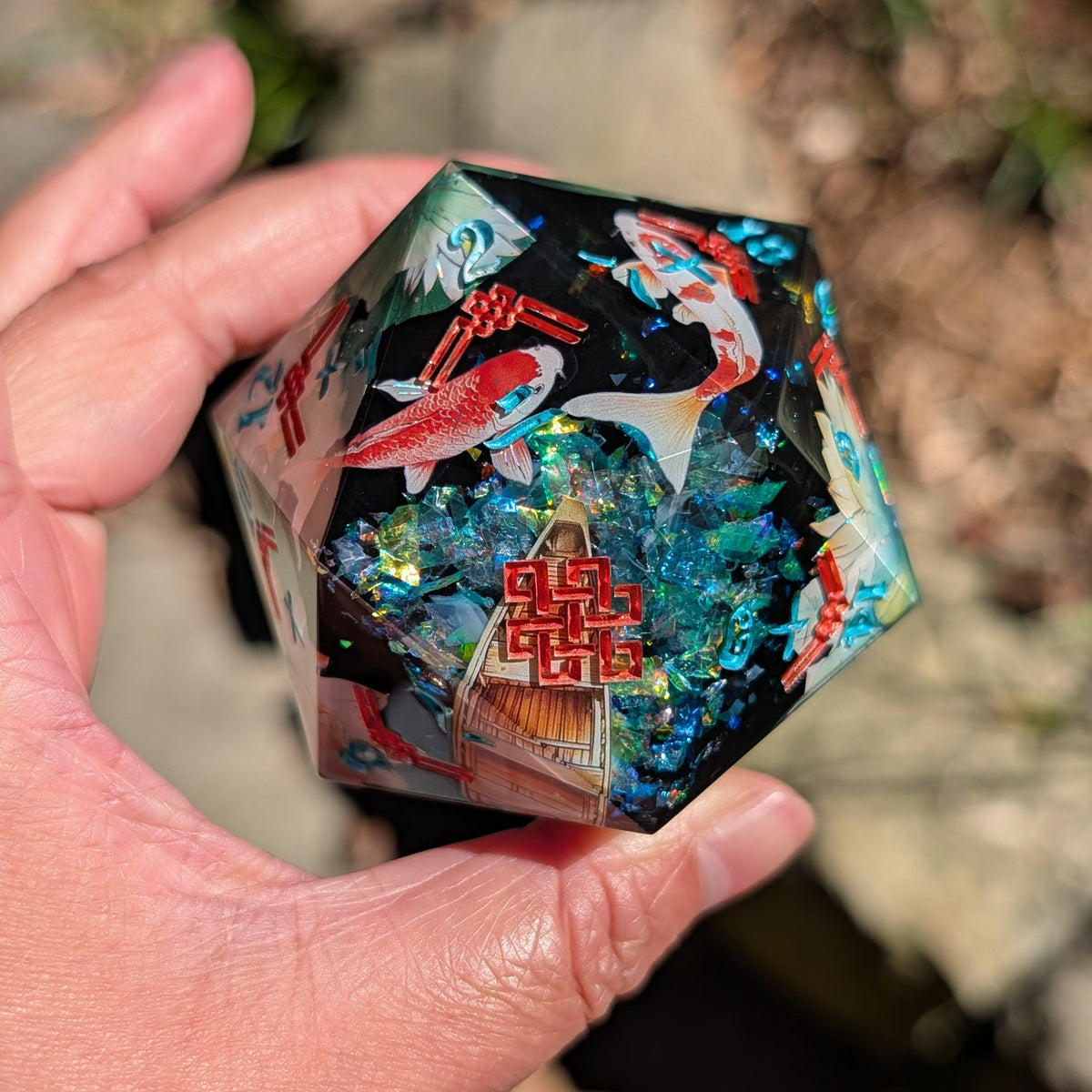 Dark Koi Pond Magic 55mm Kanji Chonk D20
