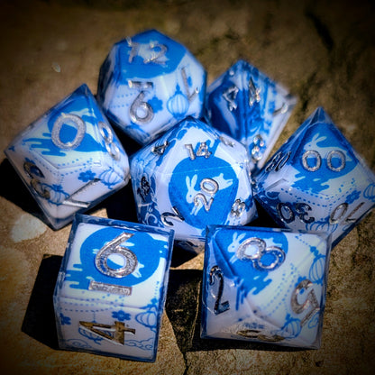 Qing Hua Porcelain Rabbit Moon Festival Tape Dice Set