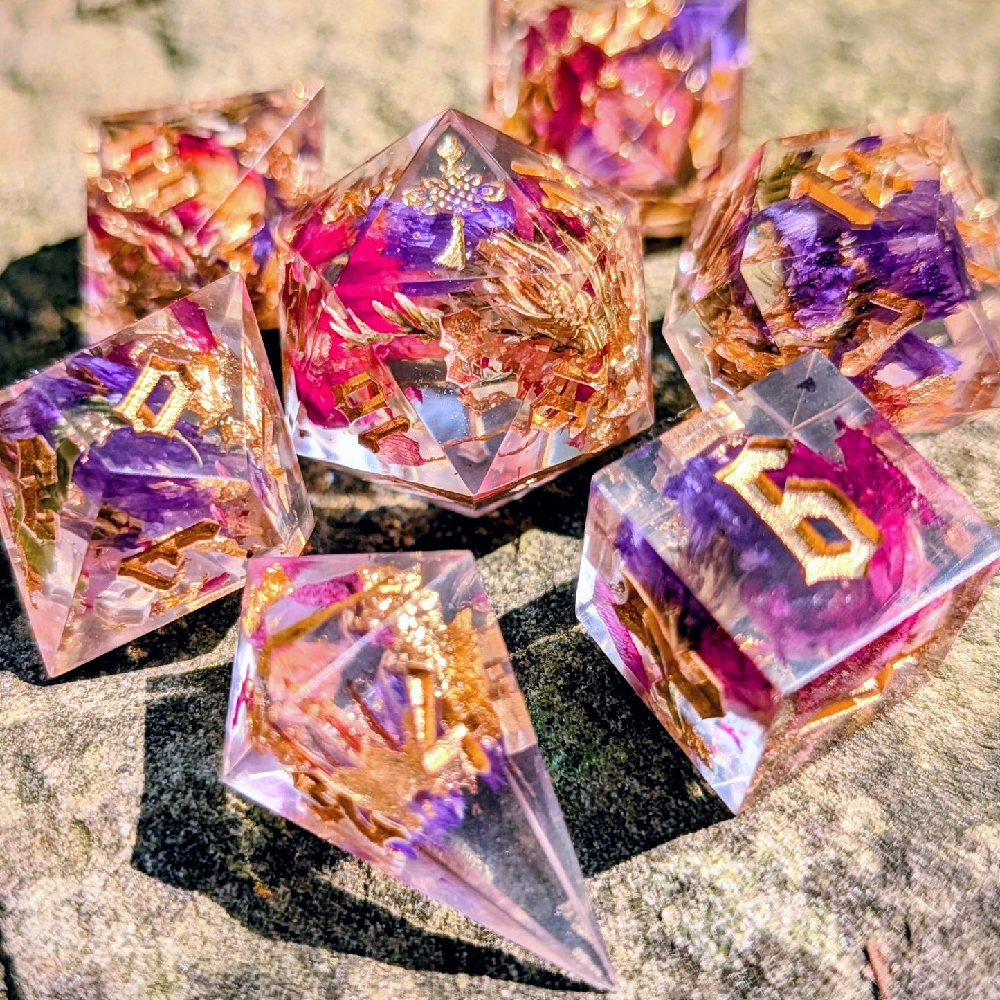 Amethyst Garden Bloom 7pc Dice Set Alt Shape