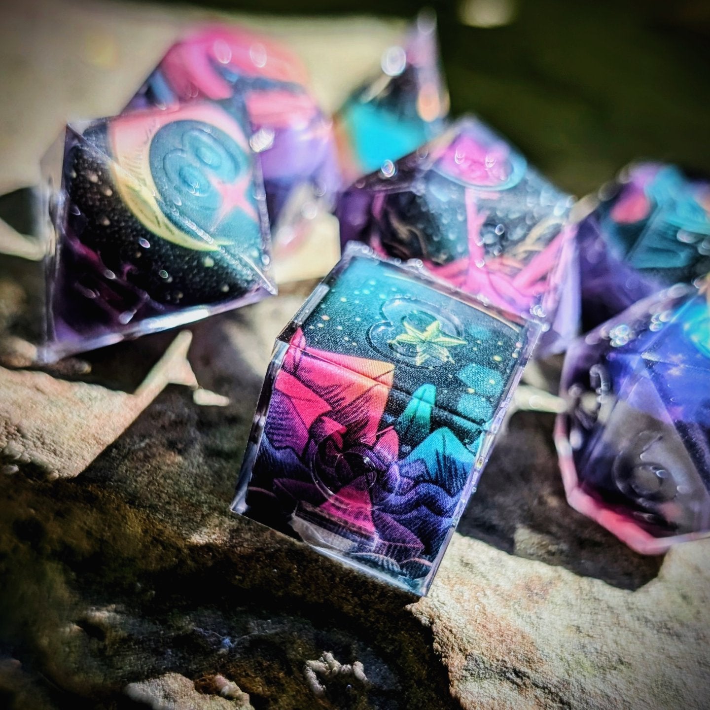 Cosmic Rainbow Moon Washi Tape Dice Set