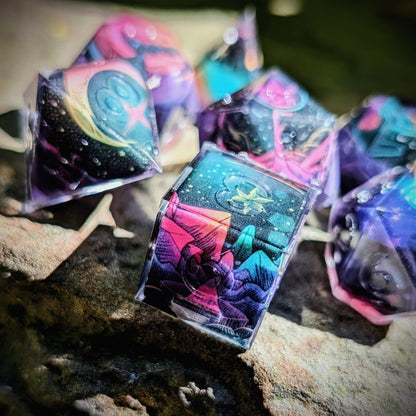 Cosmic Rainbow Moon Washi Tape Dice Set