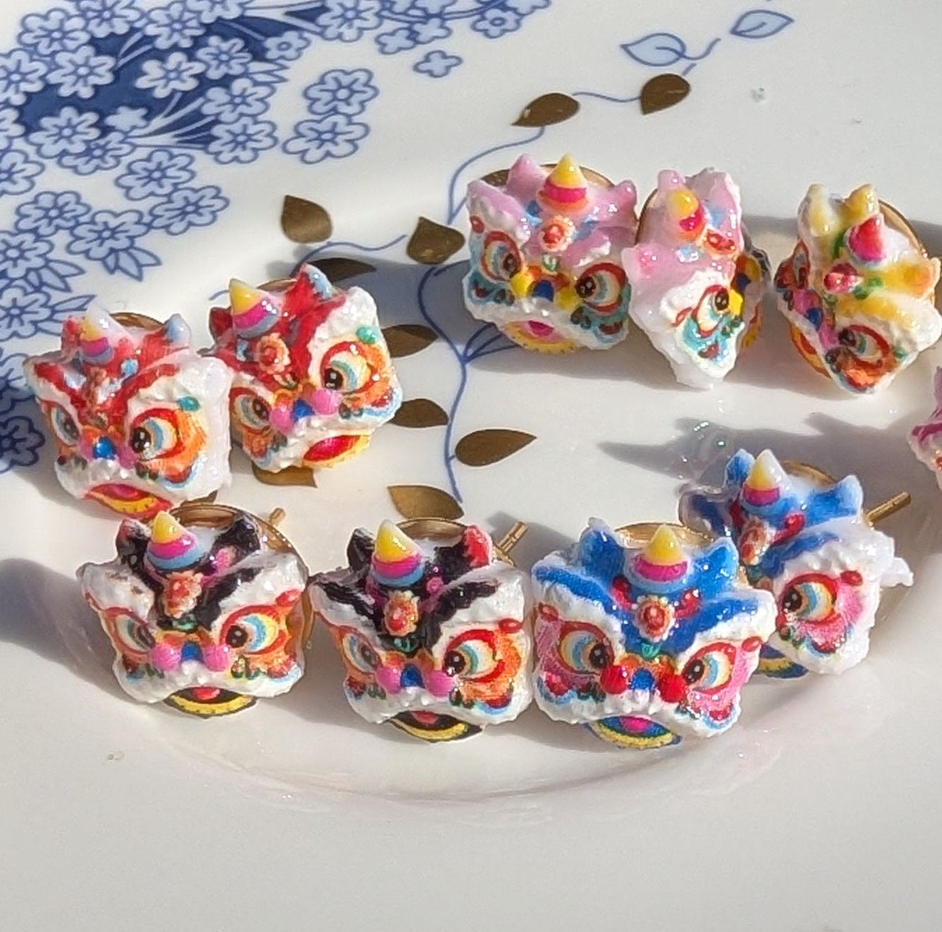 Tiny Lion Dance Earring Studs