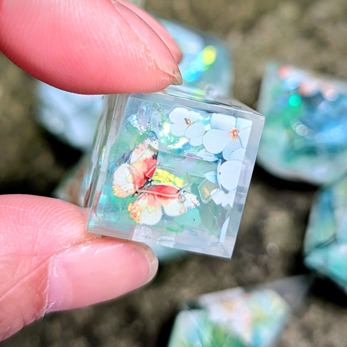 Koi Lotus Shimmer Alt Shaped 7pc Dice Set